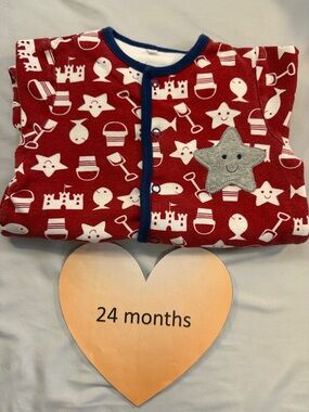 Pekkle - lined Red Kids One Piece sleeper with Fish Pattern